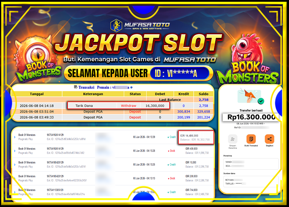 MUFASATOTO JACKPOT PRAGMATIC PLAY Rp.16.300.000|LUNAS